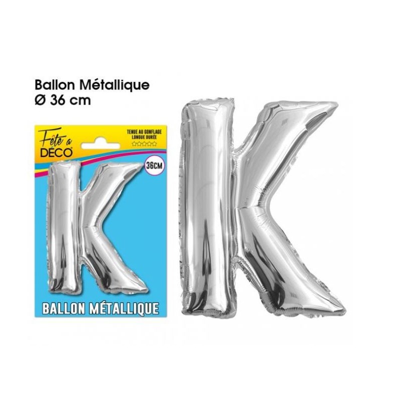 BALLON METAL ARGENT LETTRE K