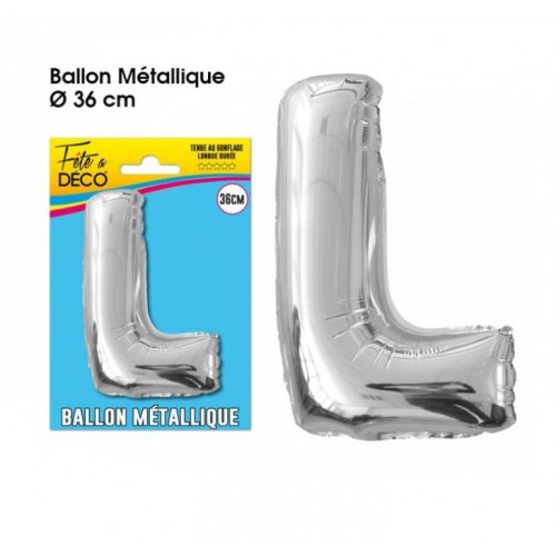 BALLON METAL ARGENT LETTRE L