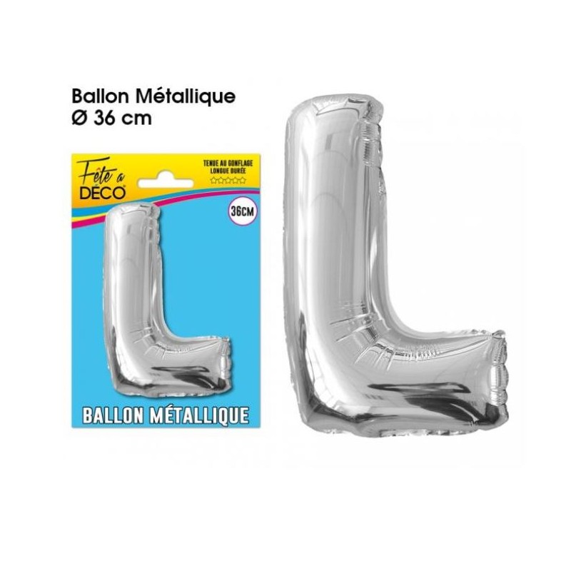 BALLON METAL ARGENT LETTRE L