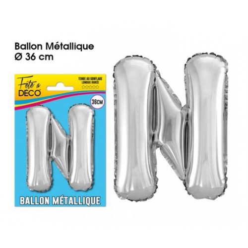 BALLON METAL ARGENT LETTRE N