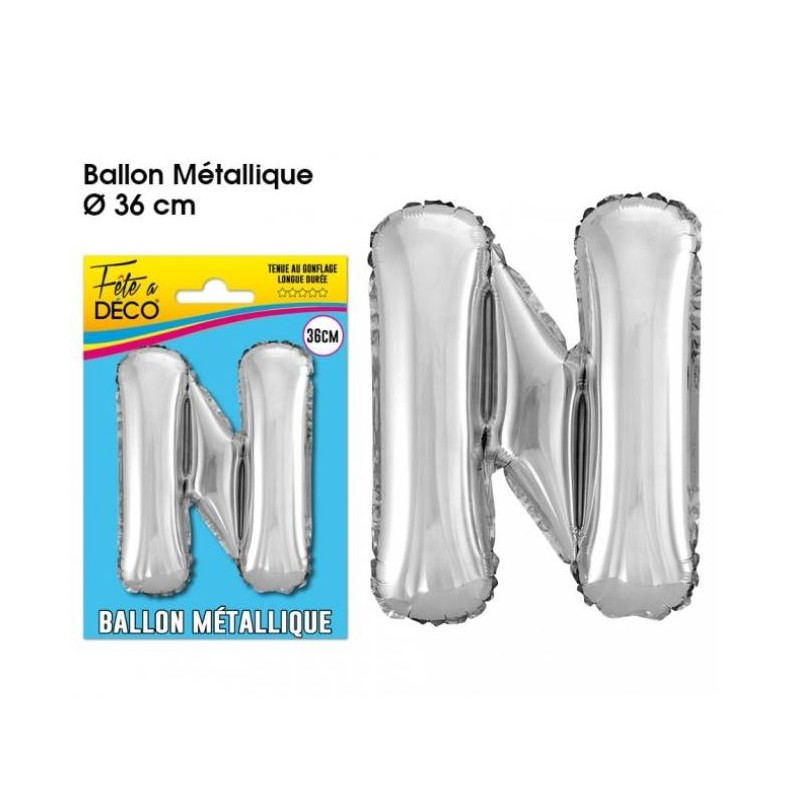 BALLON METAL ARGENT LETTRE N