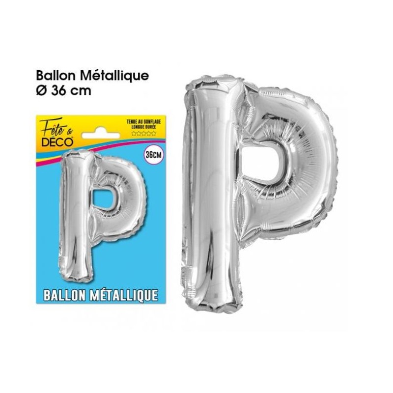 BALLON METAL ARGENT LETTRE P