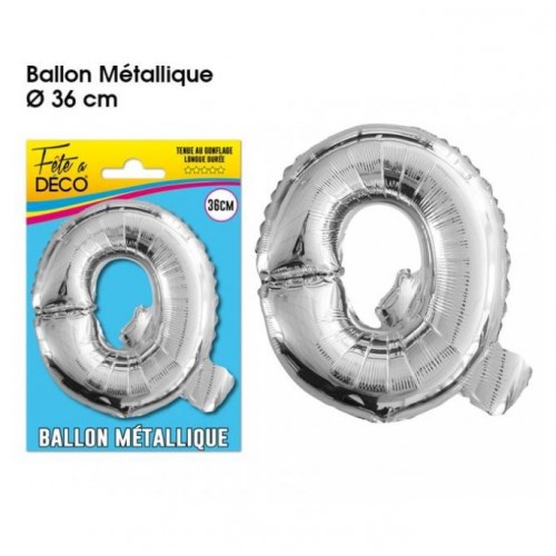 BALLON METAL ARGENT LETTRE Q