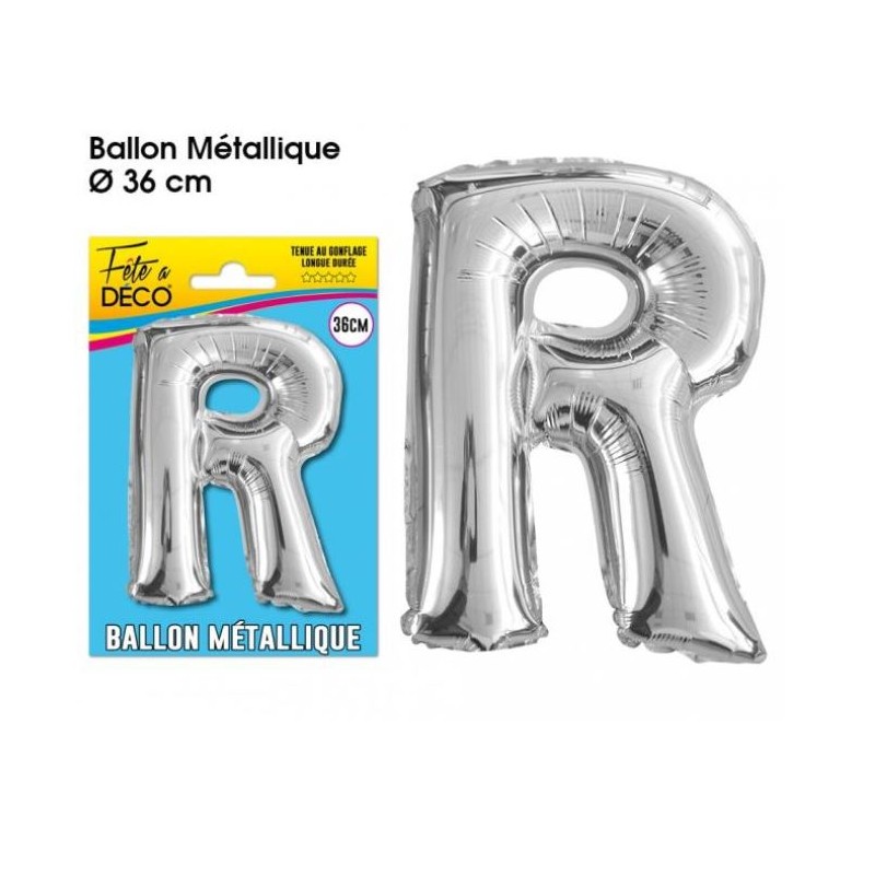 BALLON METAL ARGENT LETTRE R