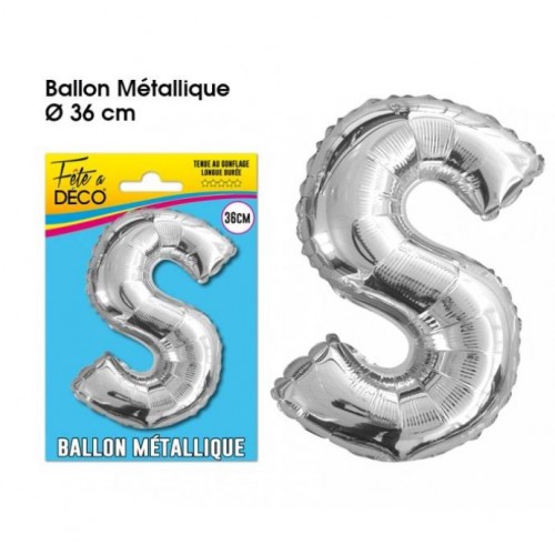 BALLON METAL ARGENT LETTRE S