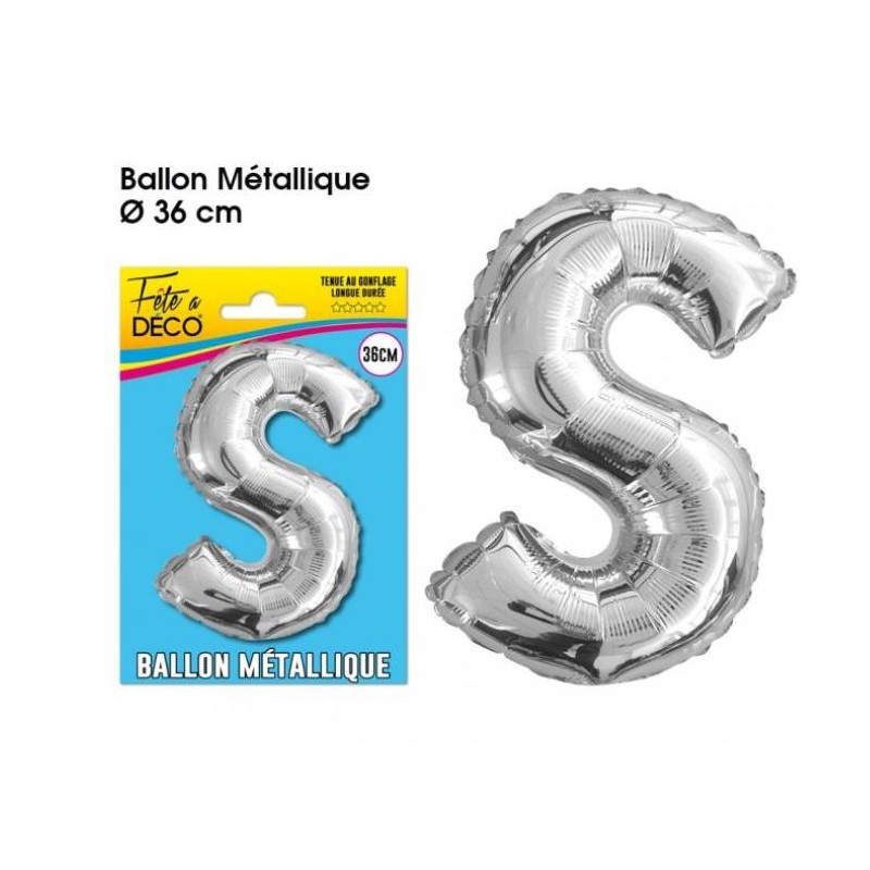 BALLON METAL ARGENT LETTRE S