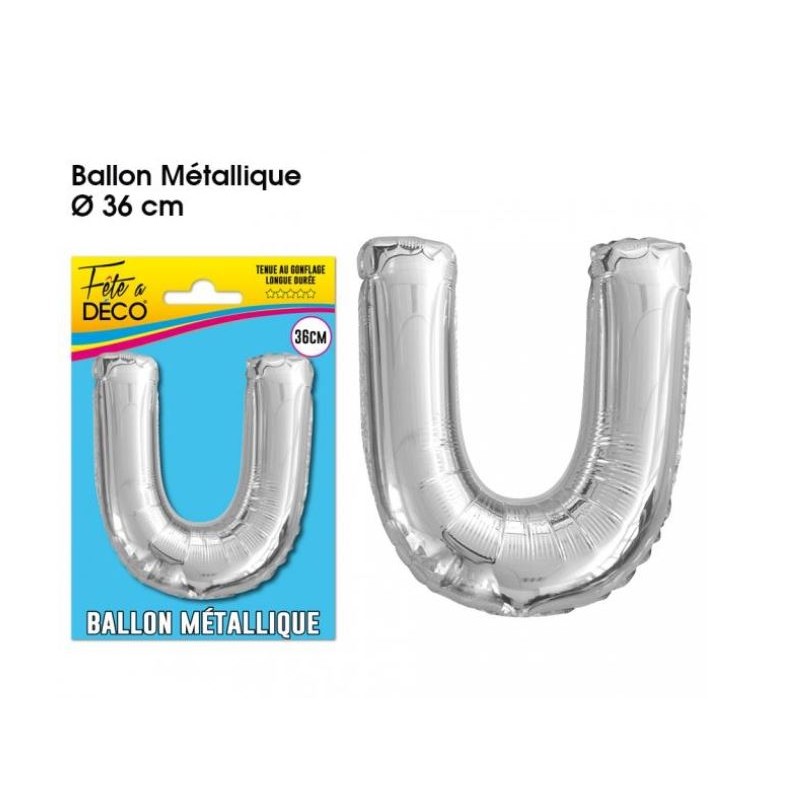 BALLON METAL ARGENT LETTRE U