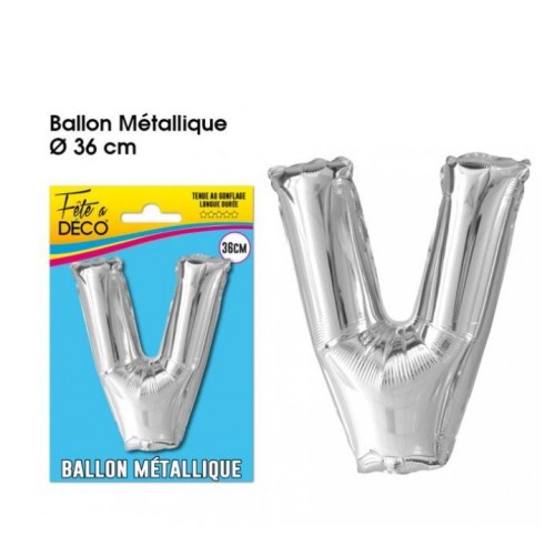 BALLON METAL ARGENT LETTRE V