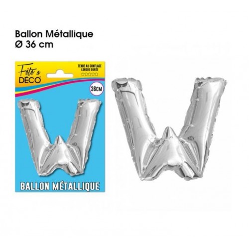 BALLON METAL ARGENT LETTRE W