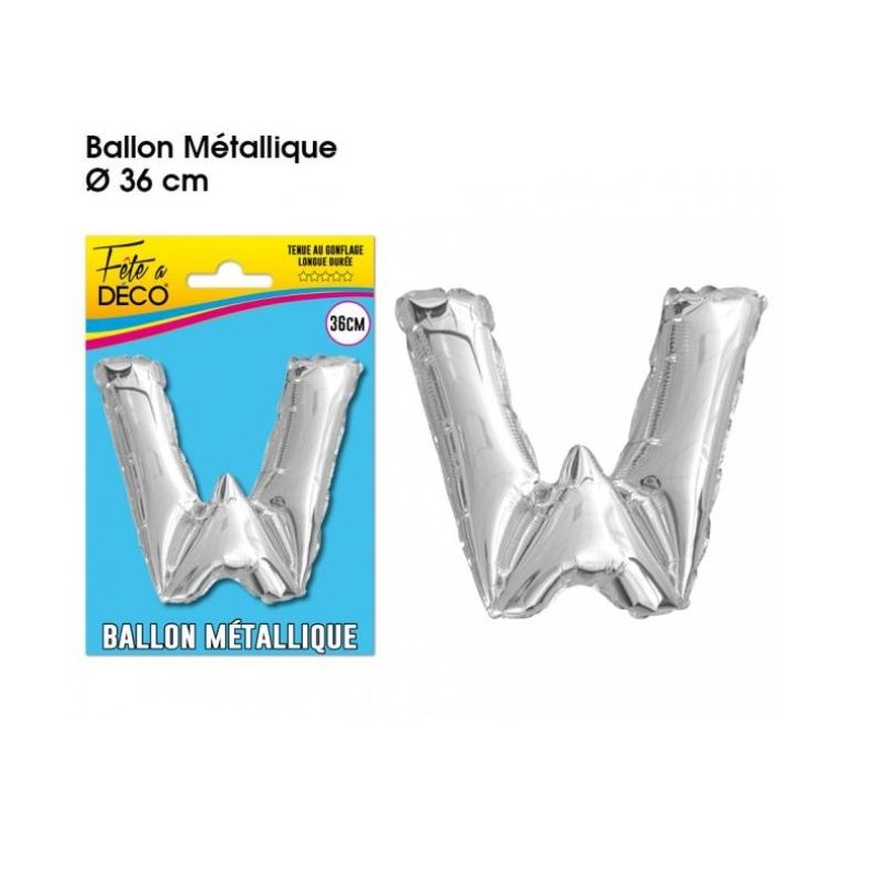 BALLON METAL ARGENT LETTRE W