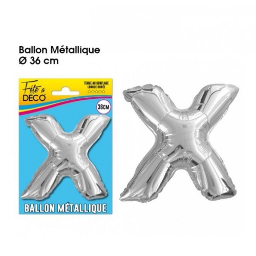 BALLON METAL ARGENT LETTRE X