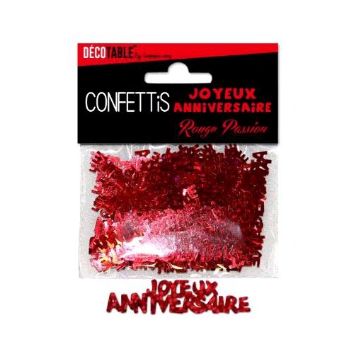 CONFETTIS TABLE JOYEUX ANNIVERSAIRE ROUGE