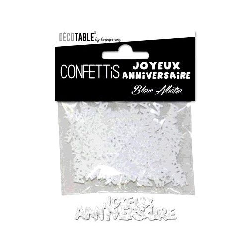 CONFETTIS TABLE JOYEUX ANNIVERSAIRE BLANC