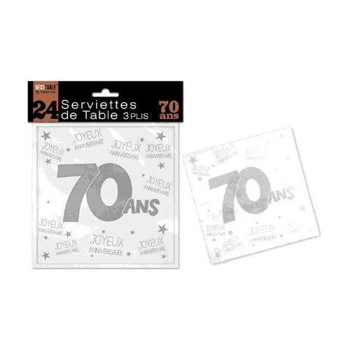 SERVIETTES DE TABLE 70 ANS 3 PLIS