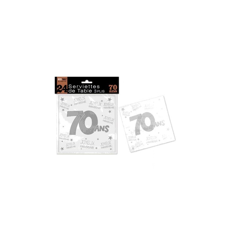 SERVIETTES DE TABLE 70 ANS 3 PLIS