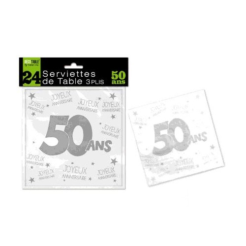 SERVIETTES DE TABLE 50 ANS 3 PLIS