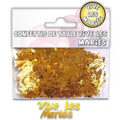 CONFETTIS TABLE VIVE LES MARIES OR