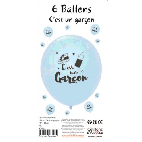 6 BALLONS C EST UN GARÇON DIAMETRE 30CM