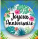 BALLON ALU JOYEUX ANNIVERSAIRE TROPICAL