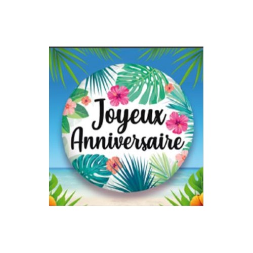 BALLON ALU JOYEUX ANNIVERSAIRE TROPICAL