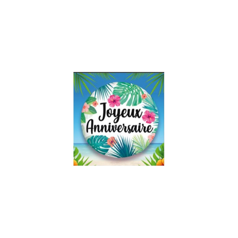BALLON ALU JOYEUX ANNIVERSAIRE TROPICAL