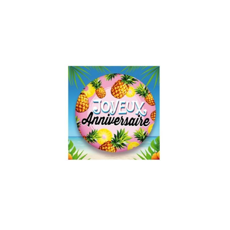 BALLON ALU JOYEUX ANNIVERSAIRE ANANAS