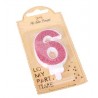 BOUGIE CHIFFRE 6 PAILLETTE ROSE GOLD