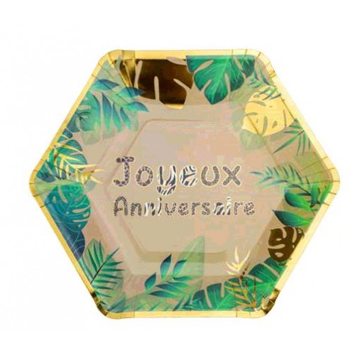 8 ASSIETTES JOYEUX ANNIVERSAIRE SAVANE