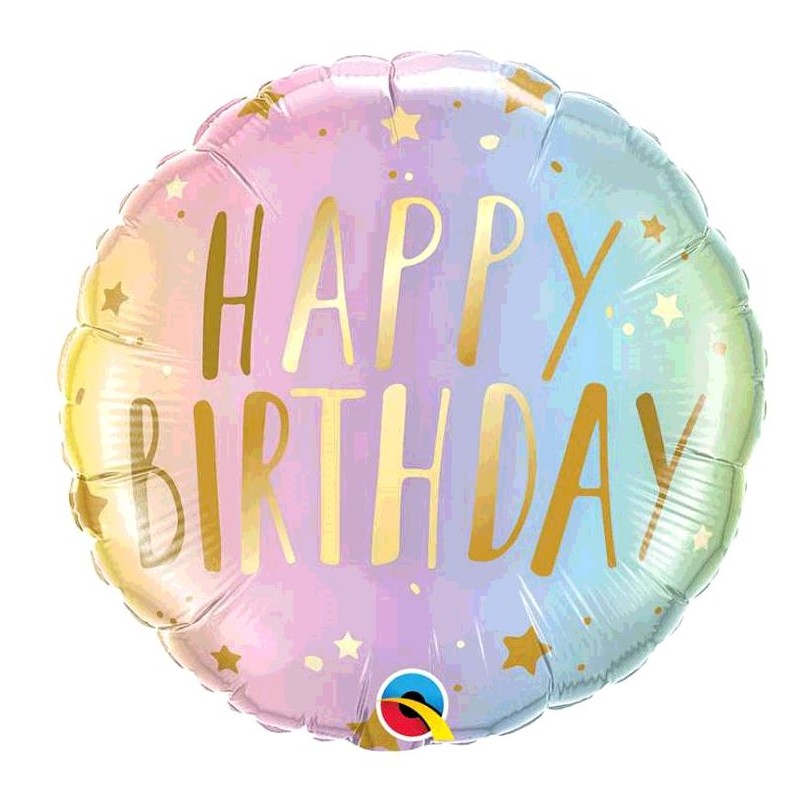 BALLON ALU HAPPY BIRTHDAY PASTEL DIAMETRE 45CM