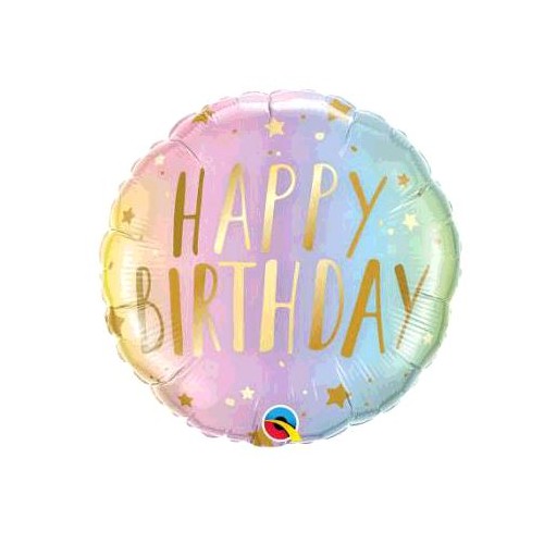 BALLON ALU HAPPY BIRTHDAY PASTEL DIAMETRE 45CM