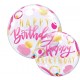 BALLON BUBBLE HAPPY BIRTHDAY PINK & GOLD DOTS