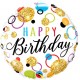 BALLON ALU H.BIRTHDAY GLITTER DOTS DIAMETRE 45CM