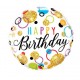 BALLON ALU H.BIRTHDAY GLITTER DOTS DIAMETRE 45CM