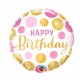 BALLON ALU HAPPY BIRTHDAY PINK/GOLD DIAMETRE 23CM