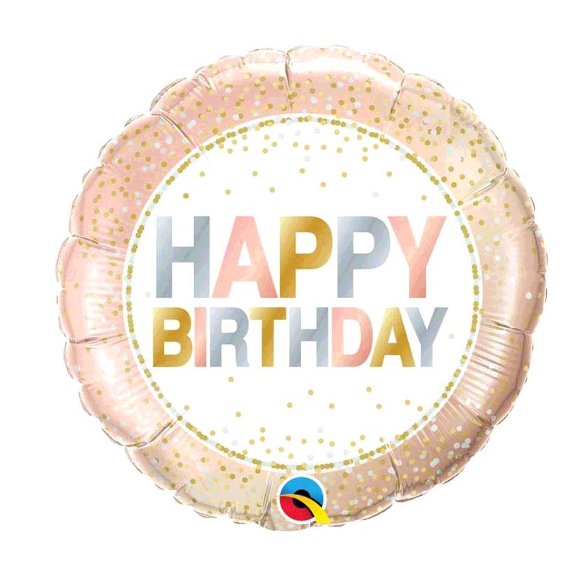 BALLON ALU 18" HAPPY BIRTHDAY METAL DOTS
