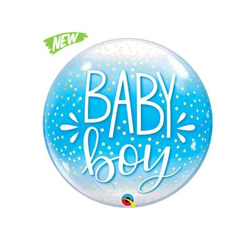 BALLON BUBBLE BABY BOY BLUE DIAMETRE 56CM