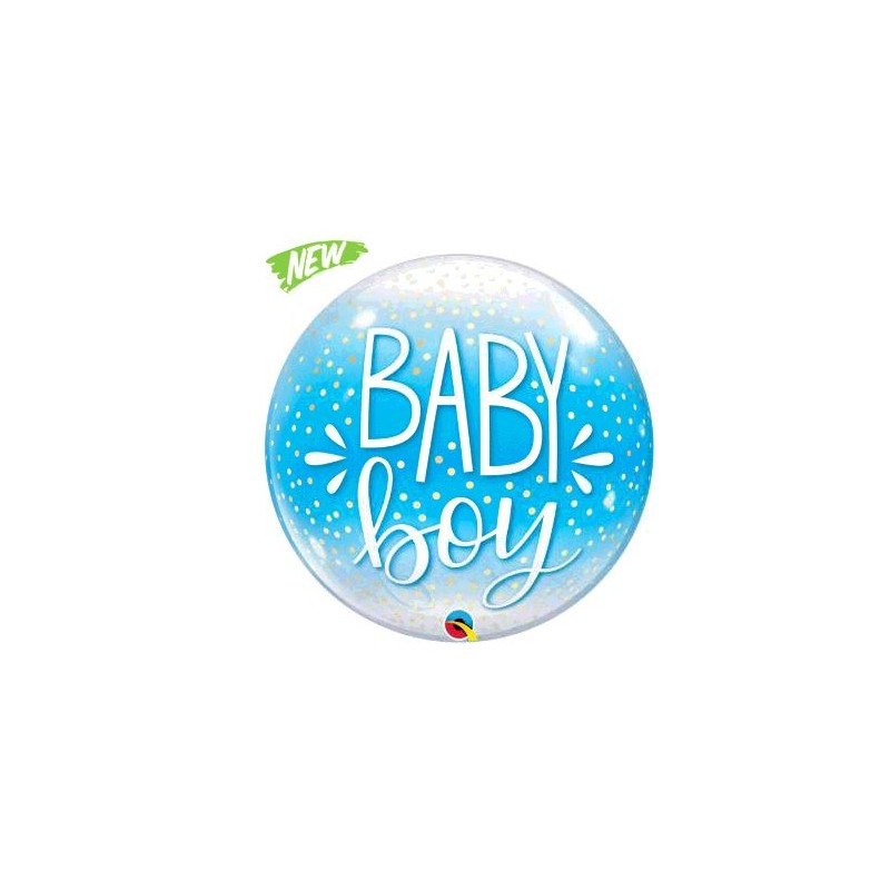 BALLON BUBBLE BABY BOY BLUE DIAMETRE 56CM