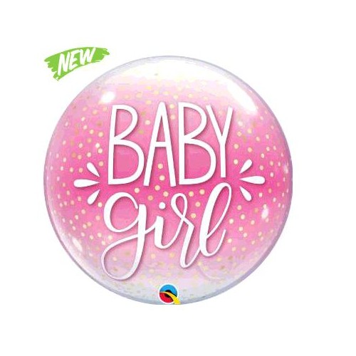 BALLON BUBBLE BABY GIRL PINK DIAMETRE 56CM