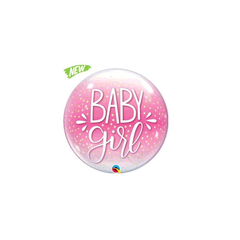 BALLON BUBBLE BABY GIRL PINK DIAMETRE 56CM