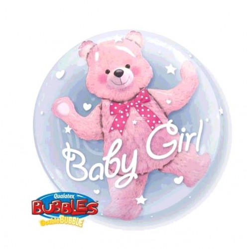 BALLON BUBBLE BABY PINK BEAR