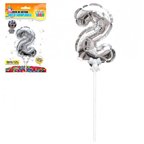 DECO GATEAU BALLON ARGENTE 2