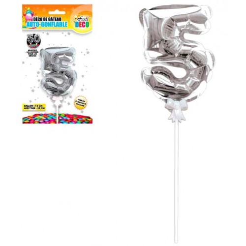 DECO GATEAU BALLON ARGENTE 5