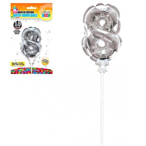 DECO GATEAU BALLON ARGENTE 8