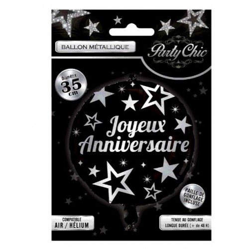 BALLON  METAL ARGENT JOYEUX ANNIVERSAIRE