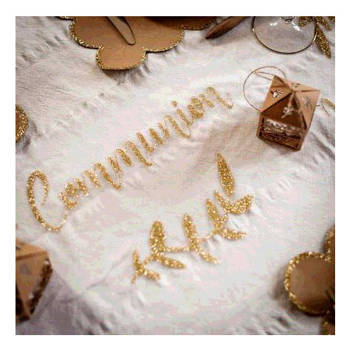 CHEMIN DE TABLE COMMUNION ORGANZA