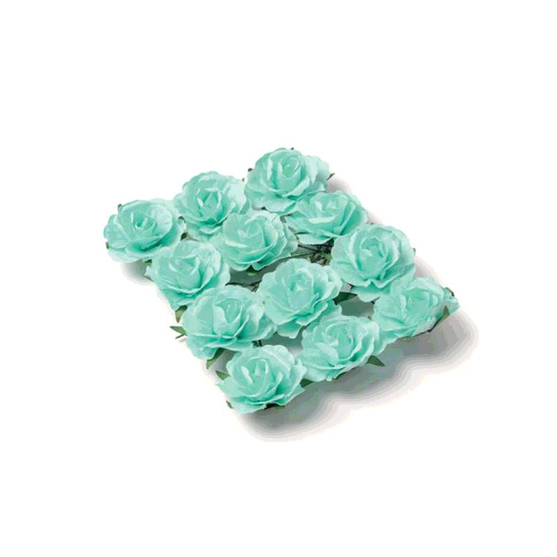 12 ROSES MENTHE/TIGE 3.5CM