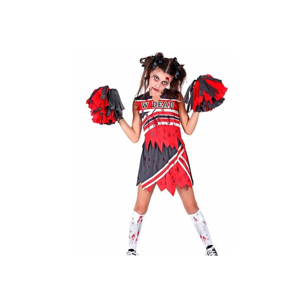 Costume De Pom-pom Girl Zombie Pour Enfant - Ensemble Uniforme, Leggings Tachés De Sang, Tatouages - Pour Halloween, Fête Déguisée