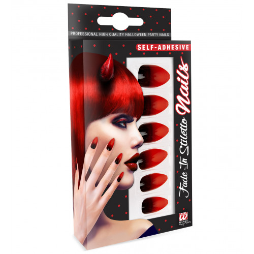 SET 12 ONGLES NOIRES /ROUGE