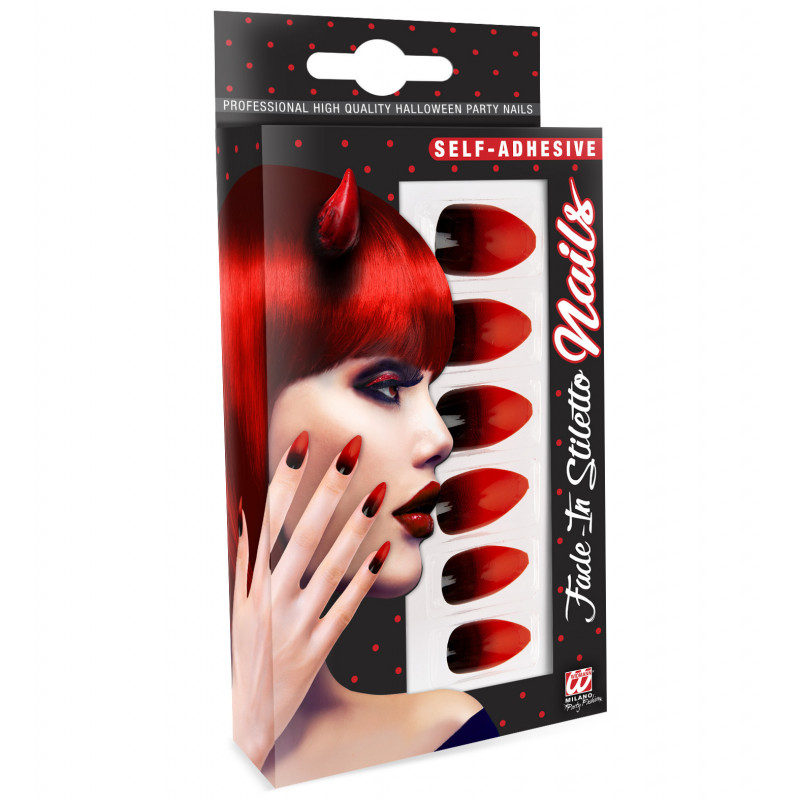 SET 12 ONGLES NOIRES /ROUGE