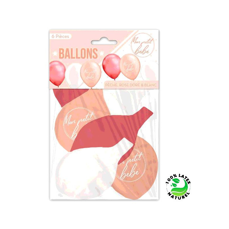 6 BALLONS BABY SHOWER FILLE